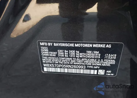 2024 BMW X3 xDrive30I z USA, uszkodzony, nr VIN WBX57DP05RN260993